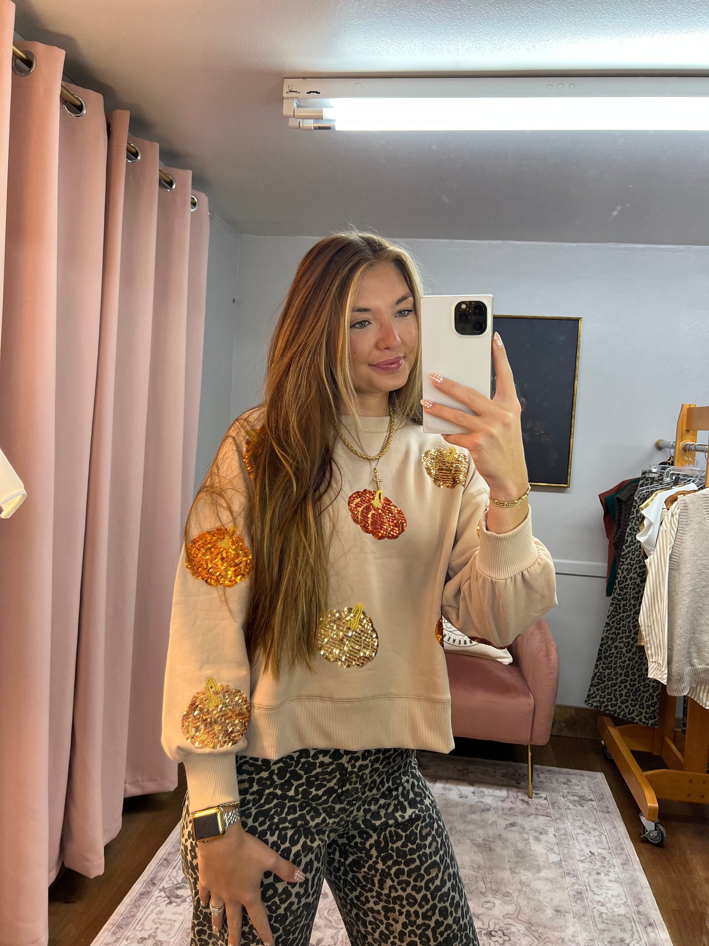 SEQUIN PUMPKIN SWEATSHIRT
