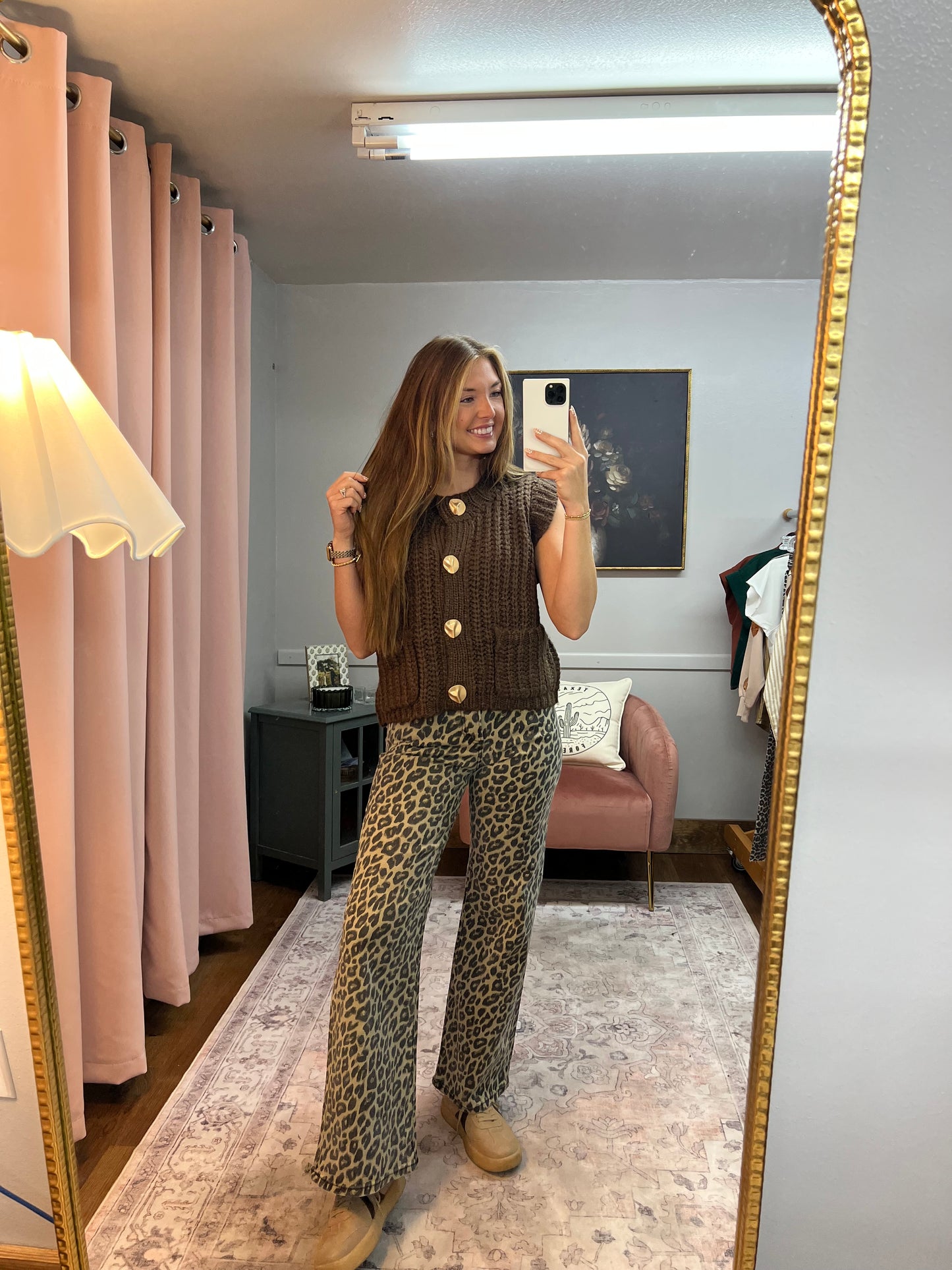 GOLD BUTTON BROWN SWEATER VEST