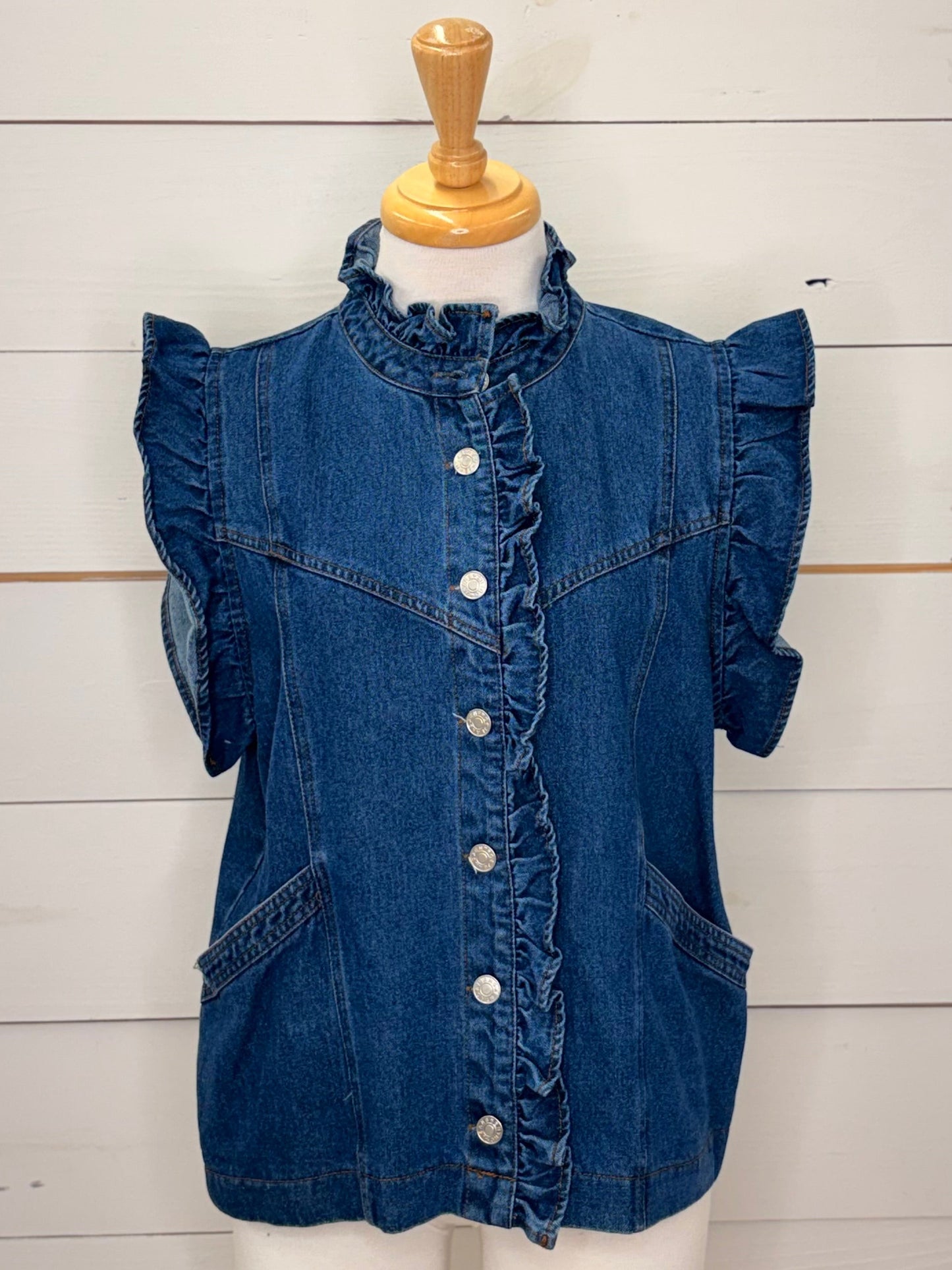 NATASHA DARK DENIM BLOUSE