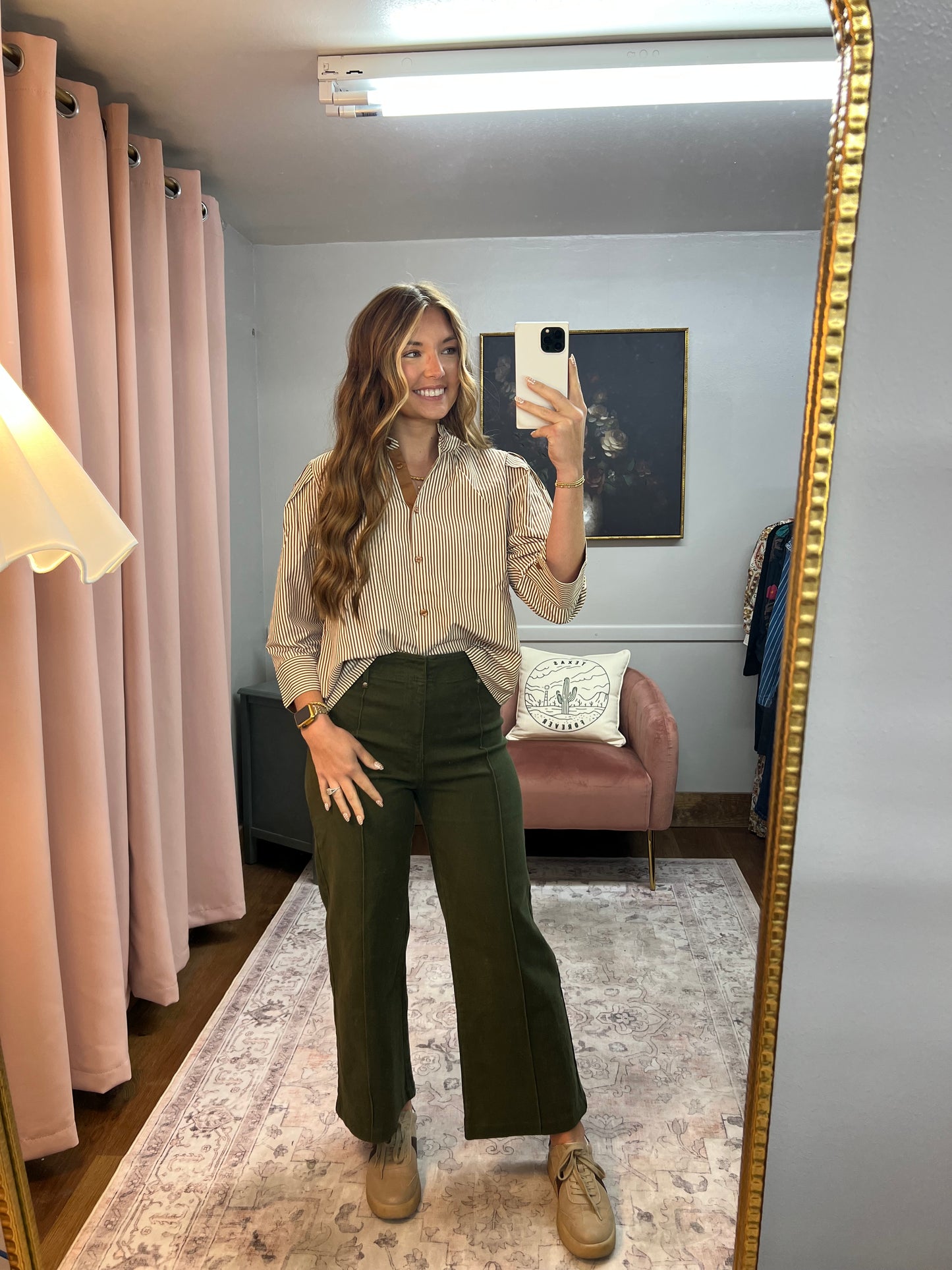 MOCHA STRIPED 3/4 SLEEVE