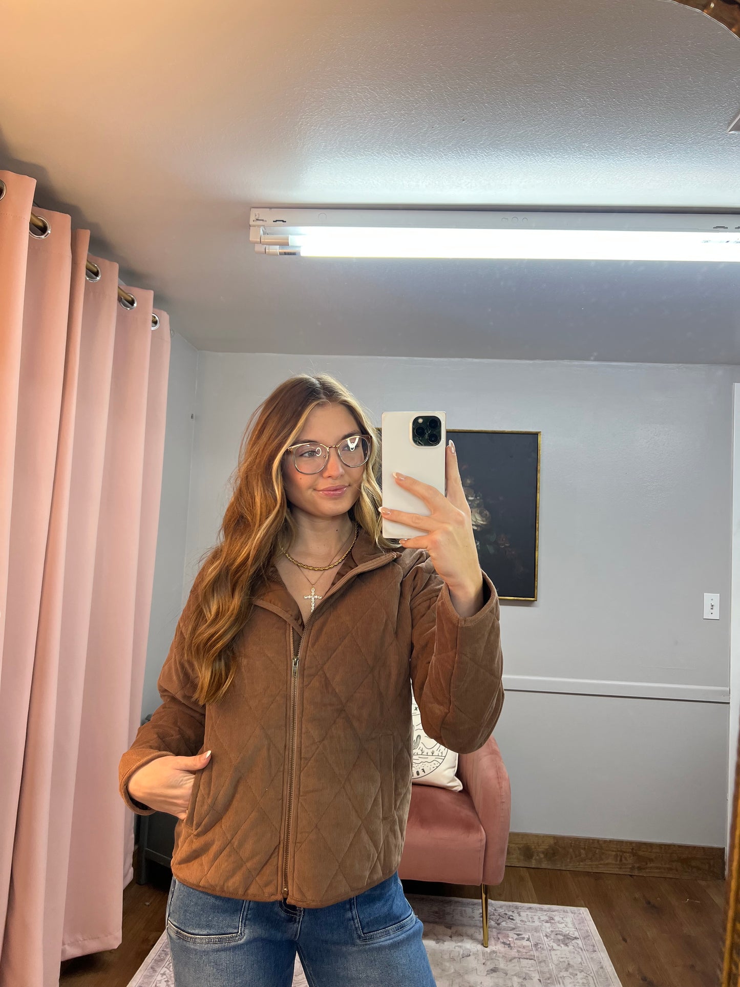 BROWN QUILTED CORDUROY JACKET