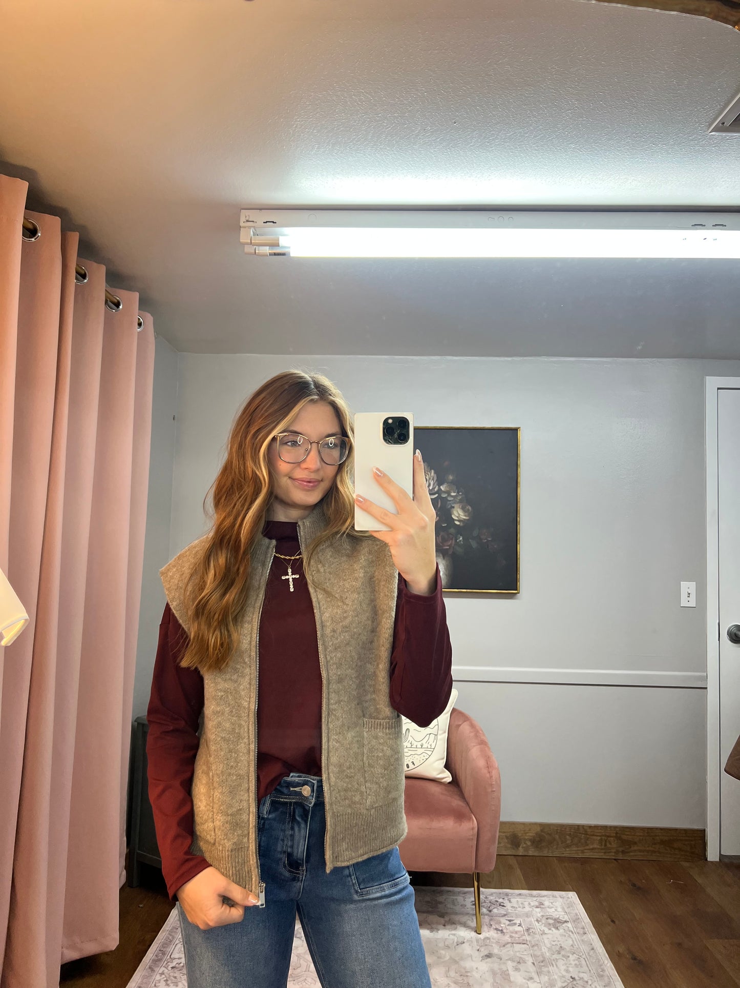 MOCHA SWEATER ZIP UP VEST