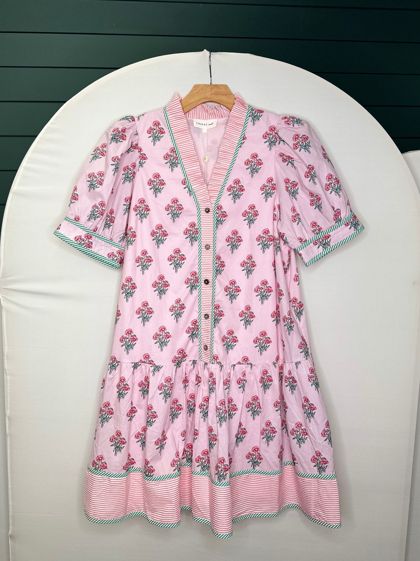 Pink floral v-neck dress