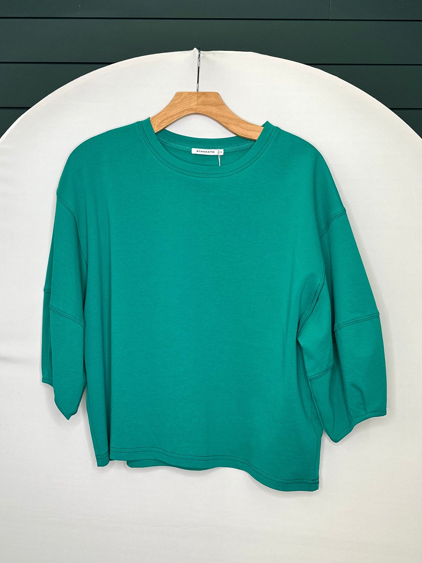GREEN BOAT NECK 3/4 SLEEVE