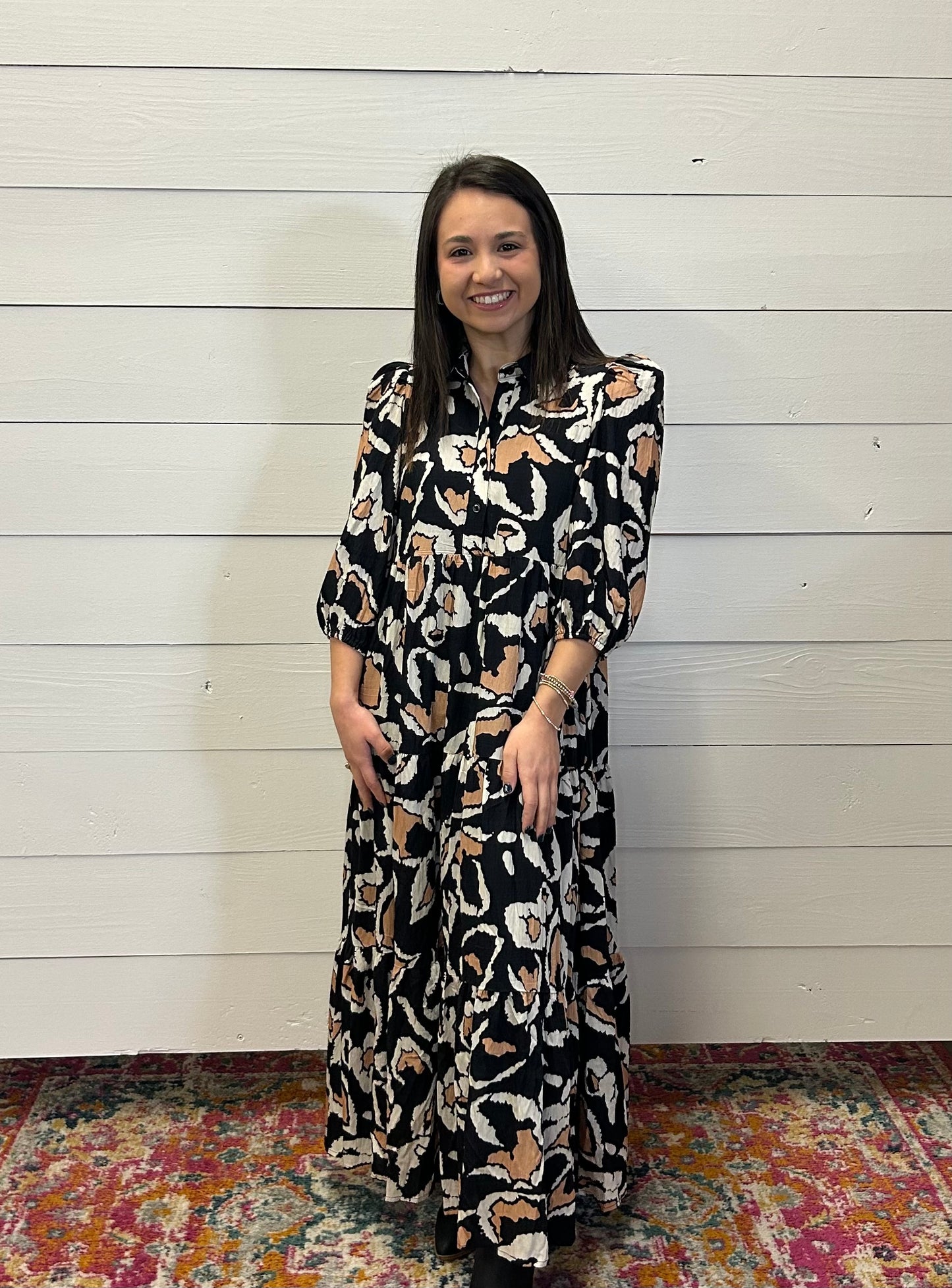 CAMIE BLACK PRINT MAXI DRESS