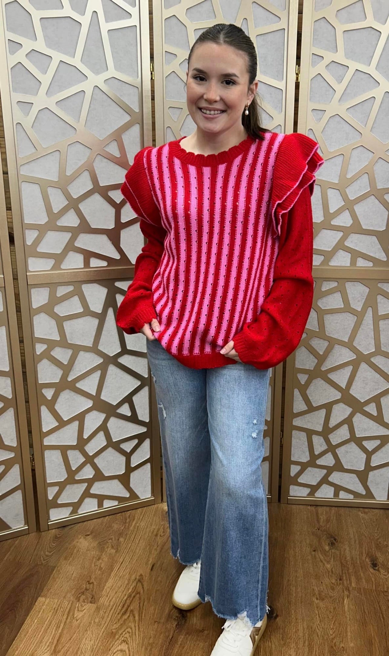 JOLIE PINK/RED KNITTED SWEATER