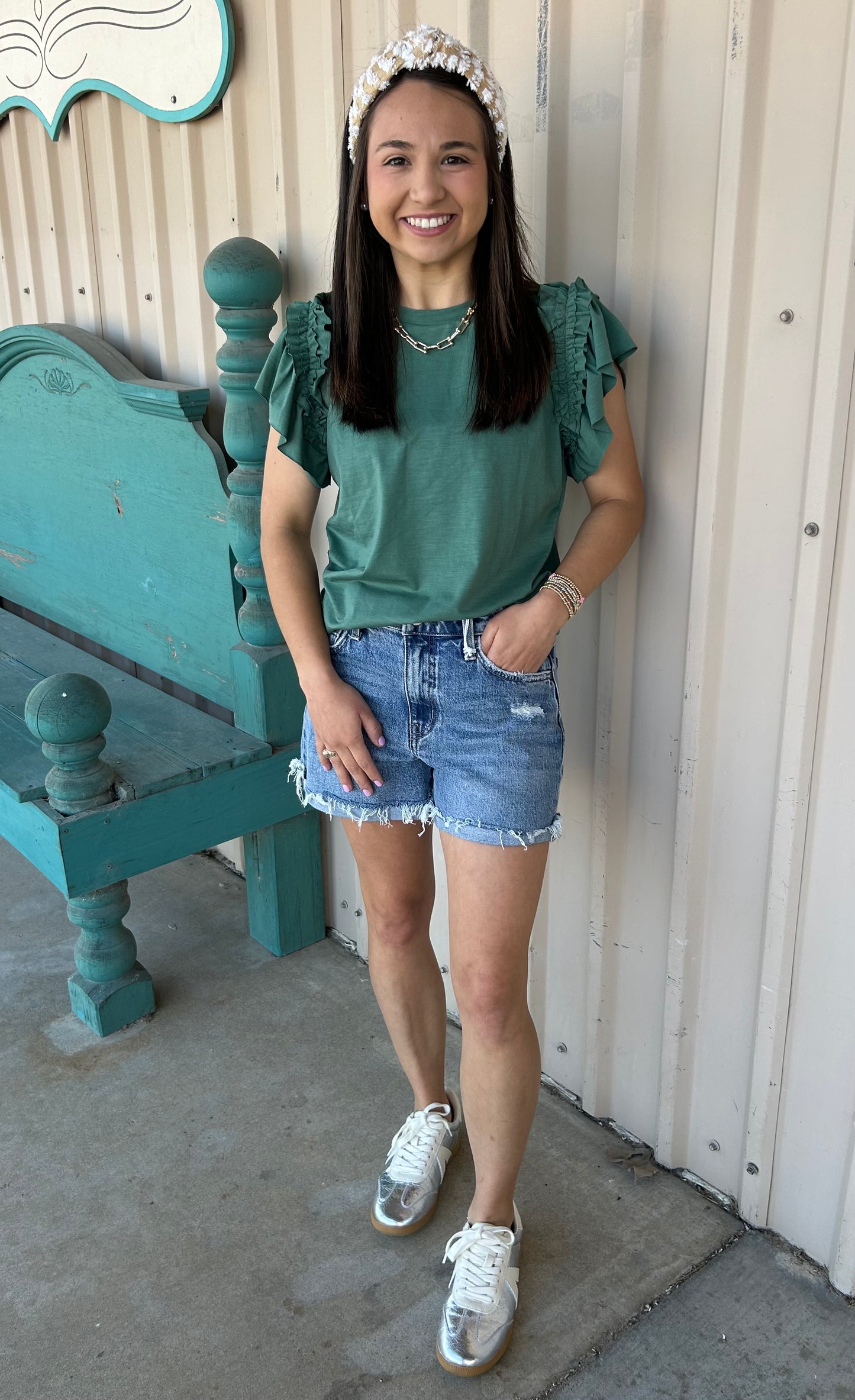AMY GRN CREW NECK SLUB TOP
