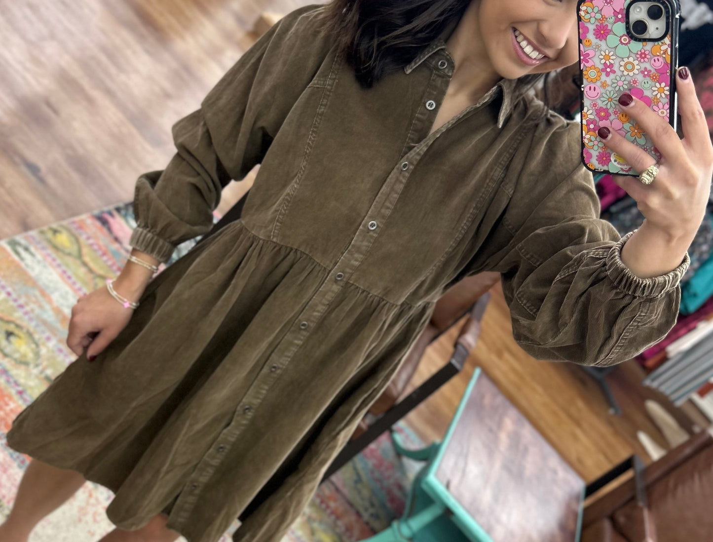 PAM BROWN CORDUROY DRESS