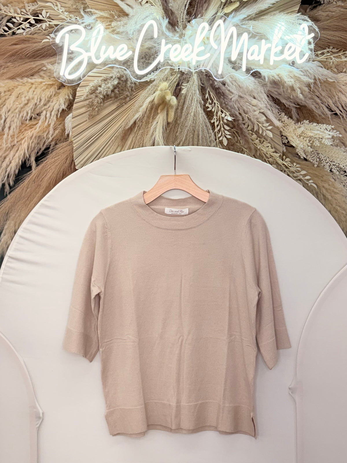 OATMEAL SS KNIT TOP