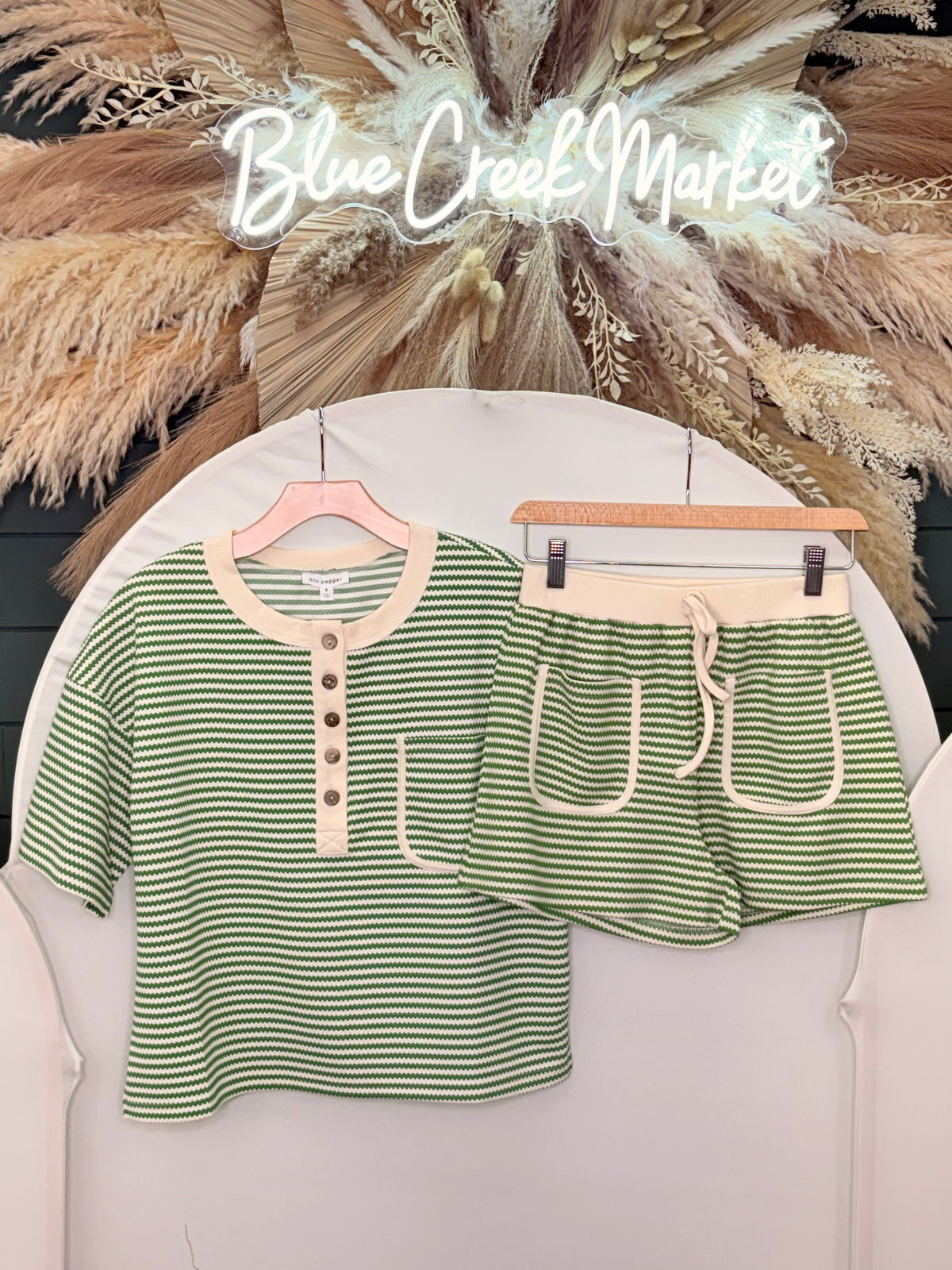 GREEN ZIG ZAG STRIPE KNIT SET