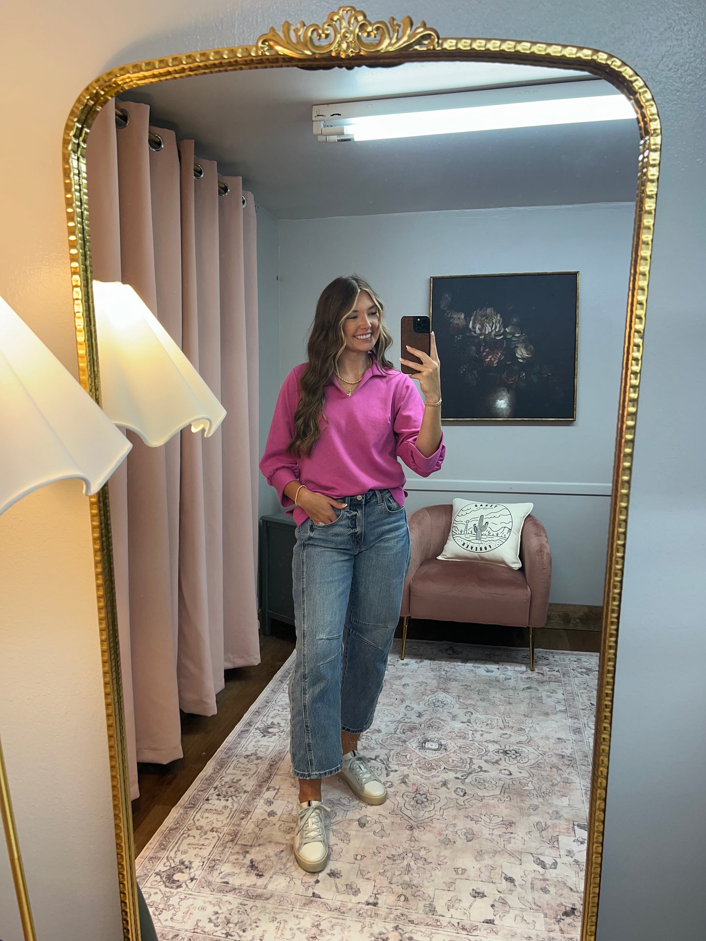 JOCELYN CROCUS PINK BUTTON TOP