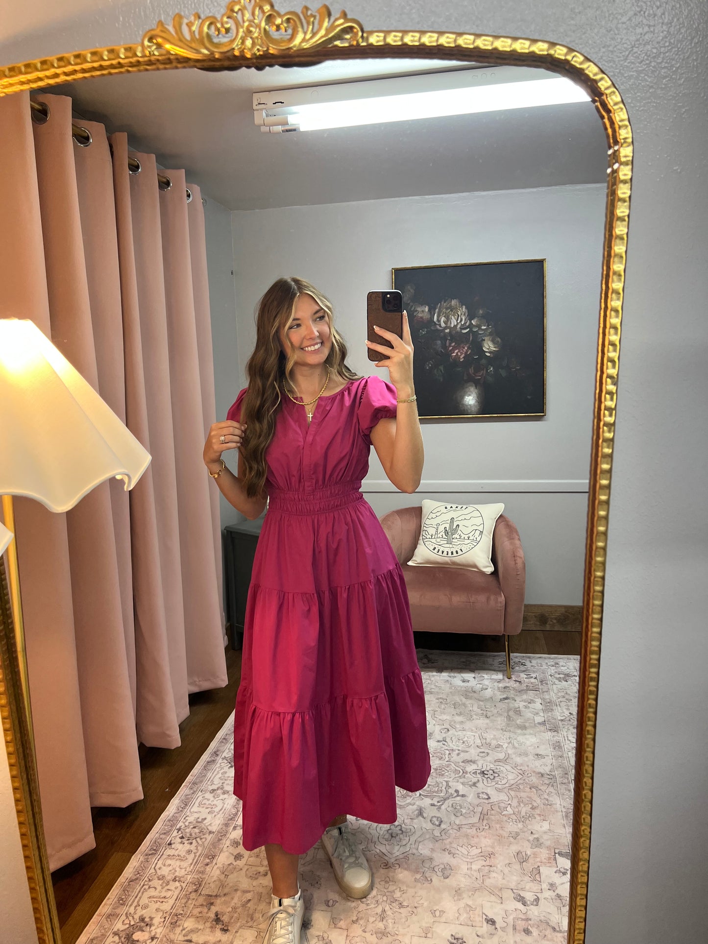SMOCK WAIST TIERED MAXI DRESS