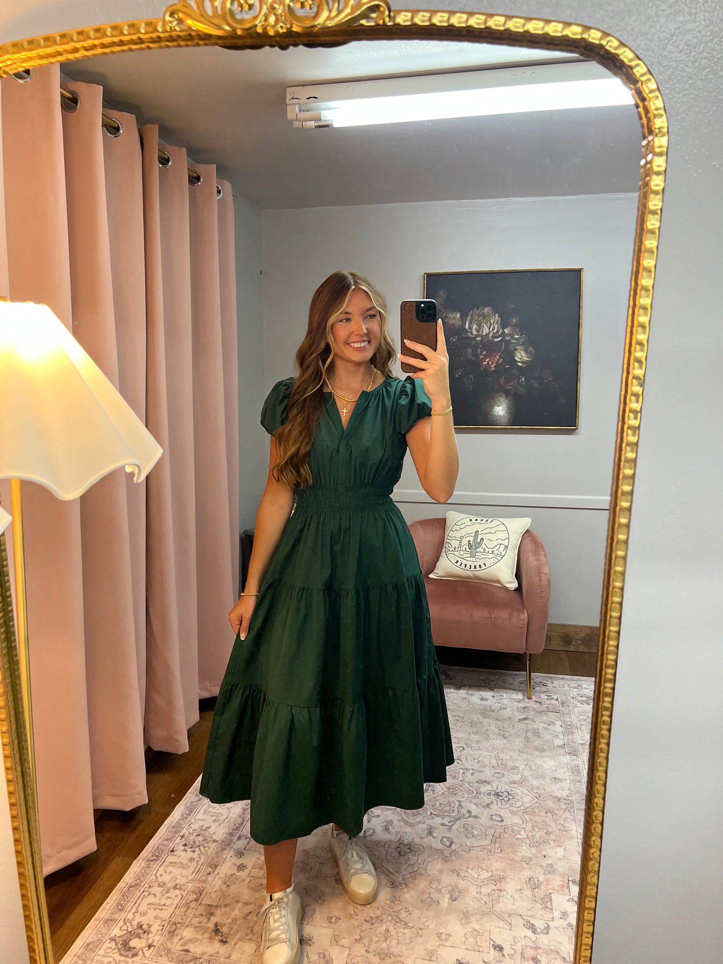 SMOCK WAIST TIERED MAXI DRESS