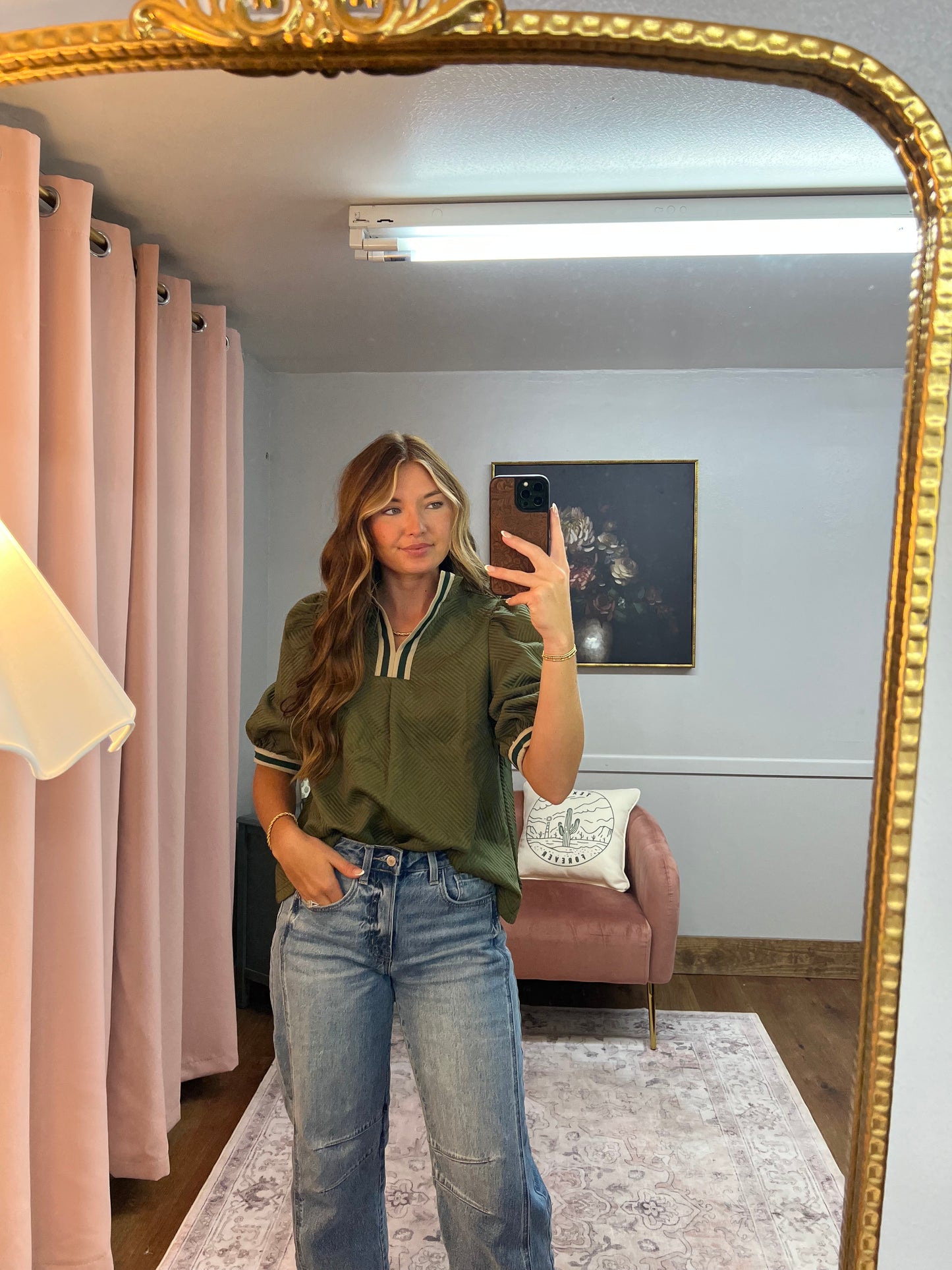 OLIVE TEXTURED SWEATER TOP