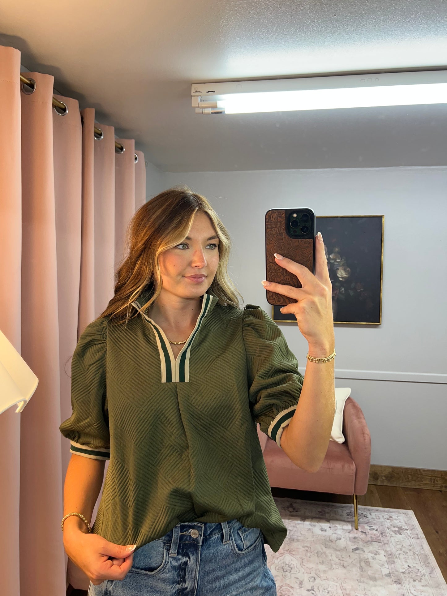 OLIVE TEXTURED SWEATER TOP