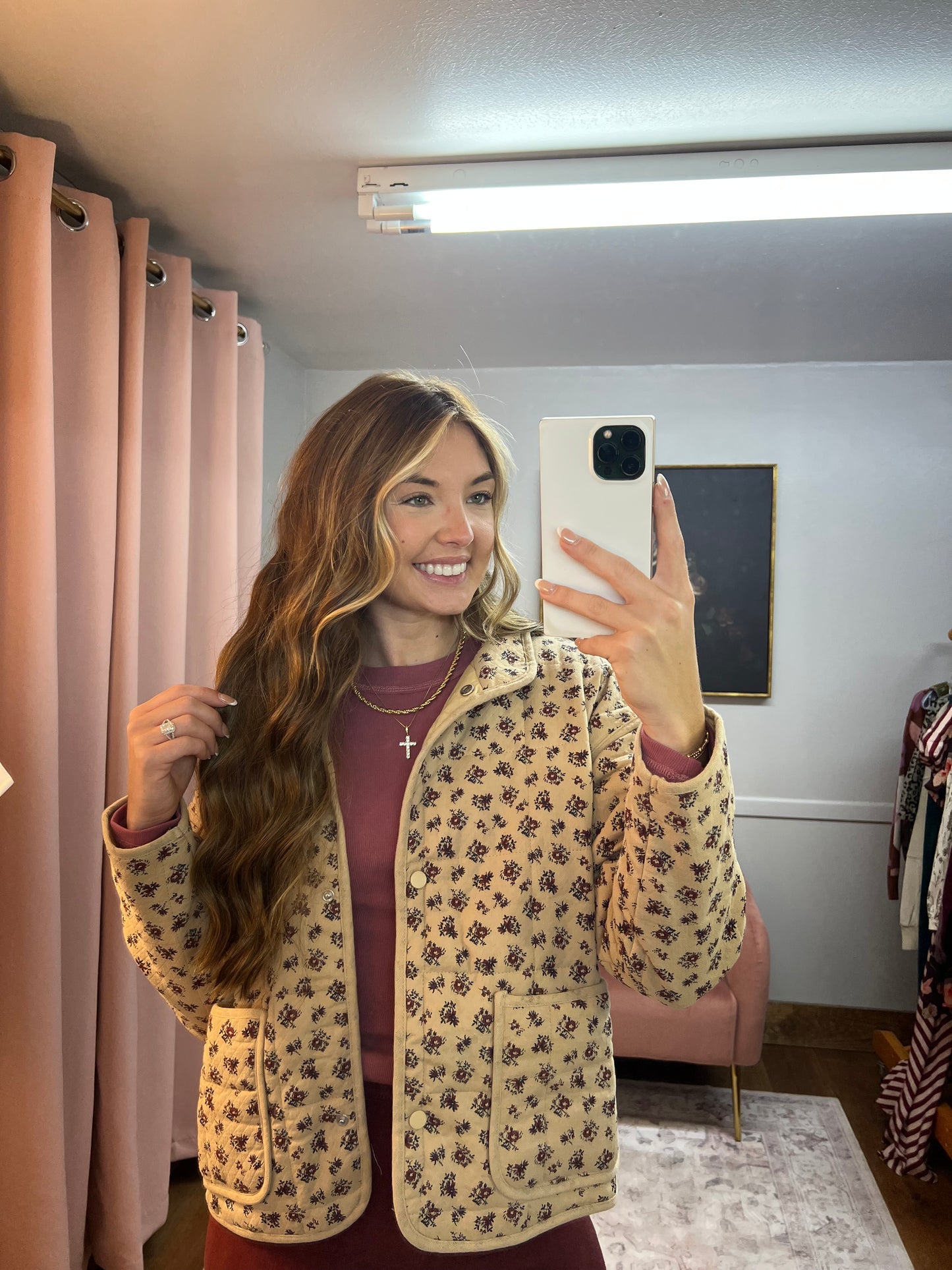 BEIGE FLORAL QUILTED JACKET