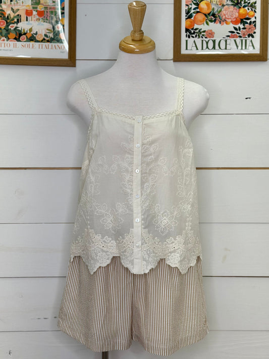 EYELET SCALLOP LACE TANK