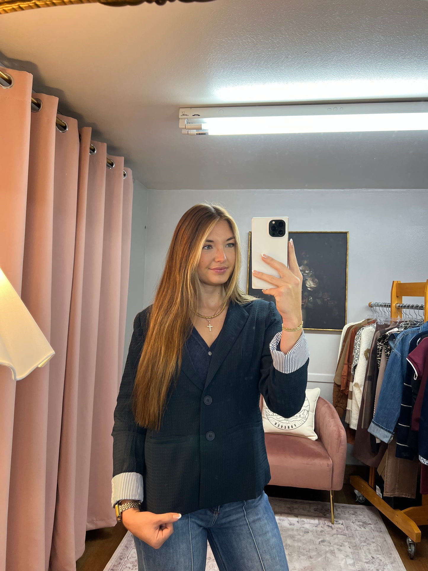 KENDALL MIDNIGHT BLUE STRIPED BLAZER