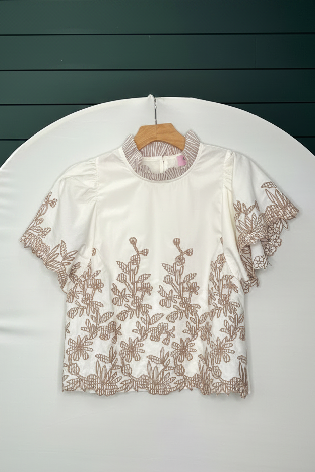 Cream Embroidered detail blouse