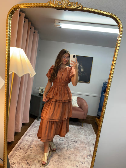 RUST TIERED MAXI DRESS