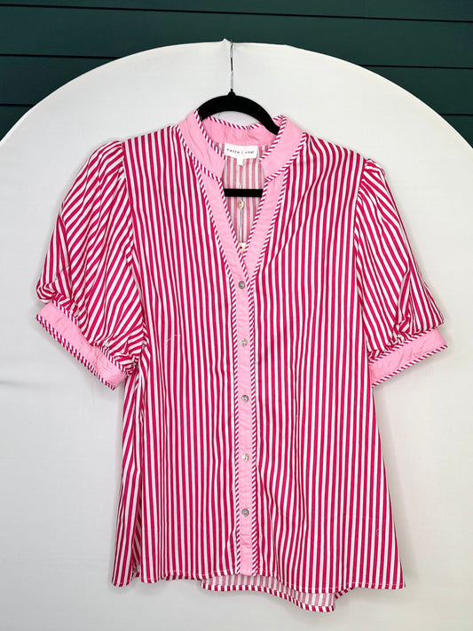 Plus Size: Hot pink short sleeve