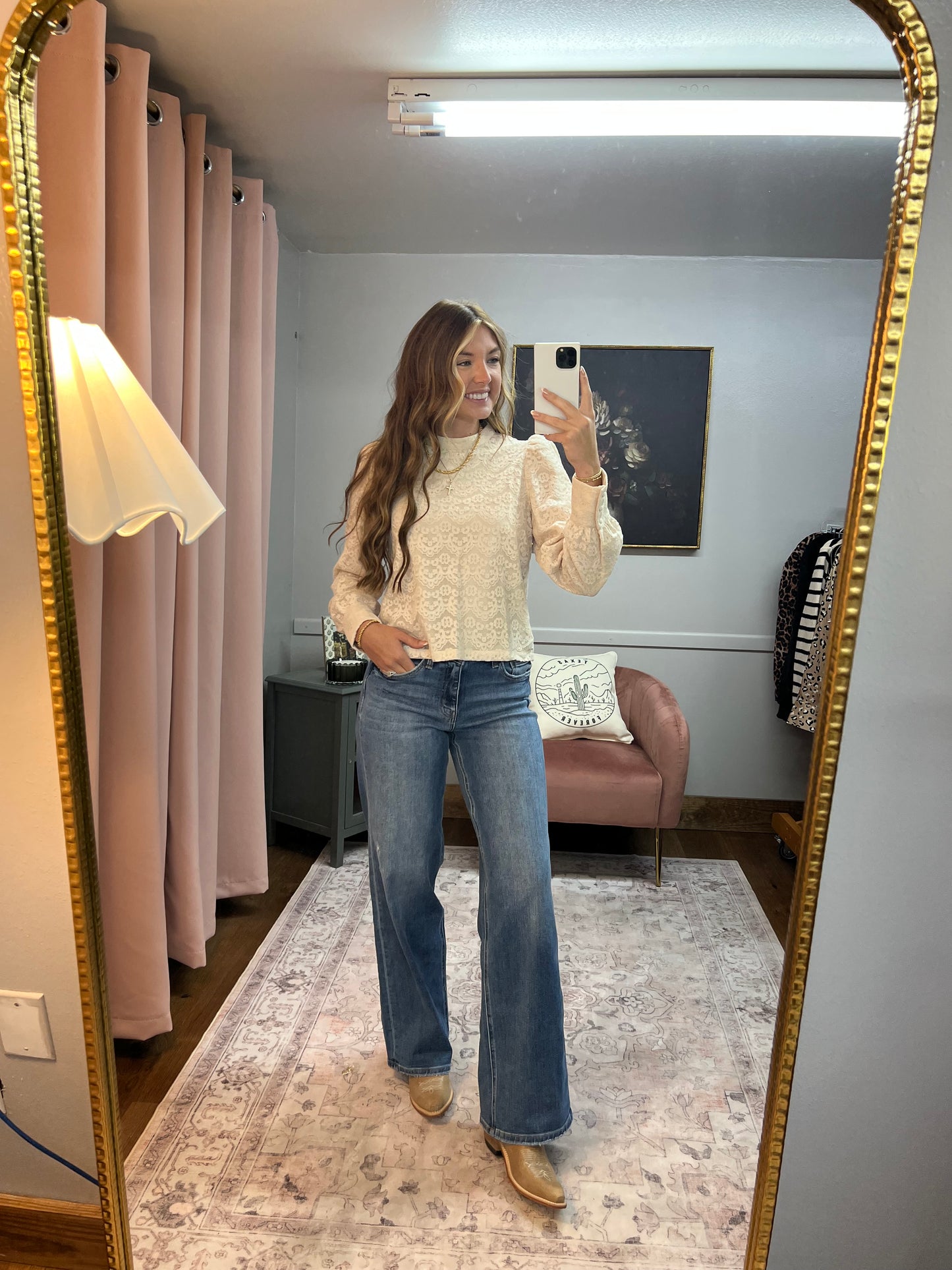 NATURAL LACE PUFF LONG SLEEVE