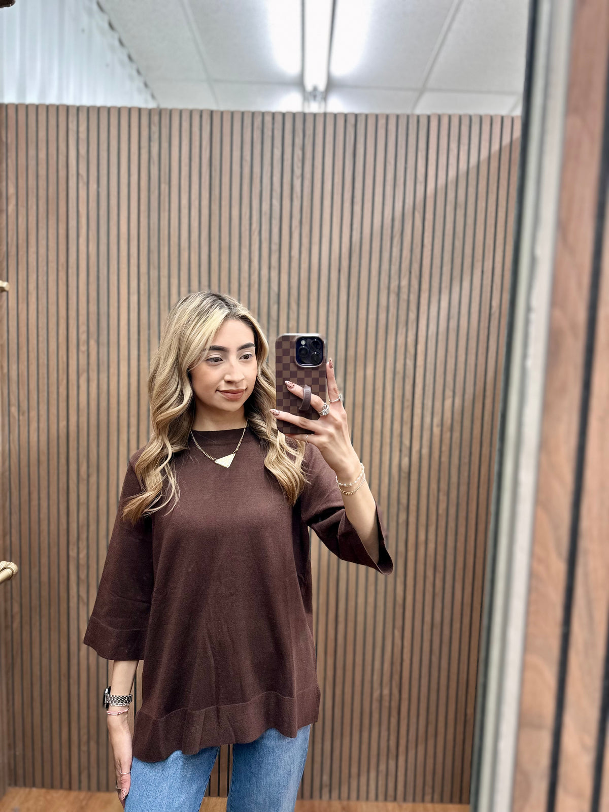 ESPRESSO SS KNIT TOP