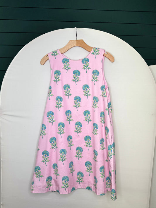 Lilac floral bow back tie dress
