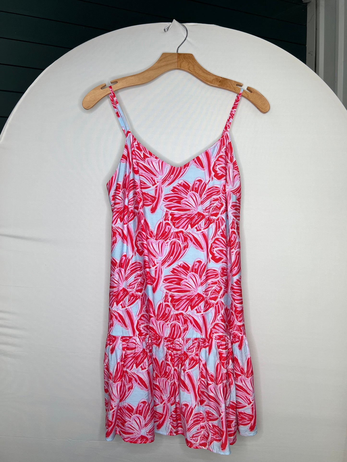 RED/BABYBLUE FLORAL MINI DRESS