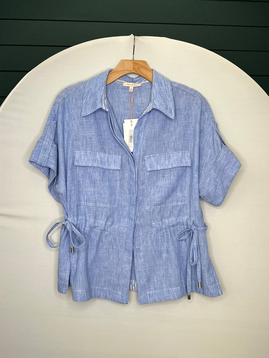 CHAMBRAY CINCH WAIST TOP