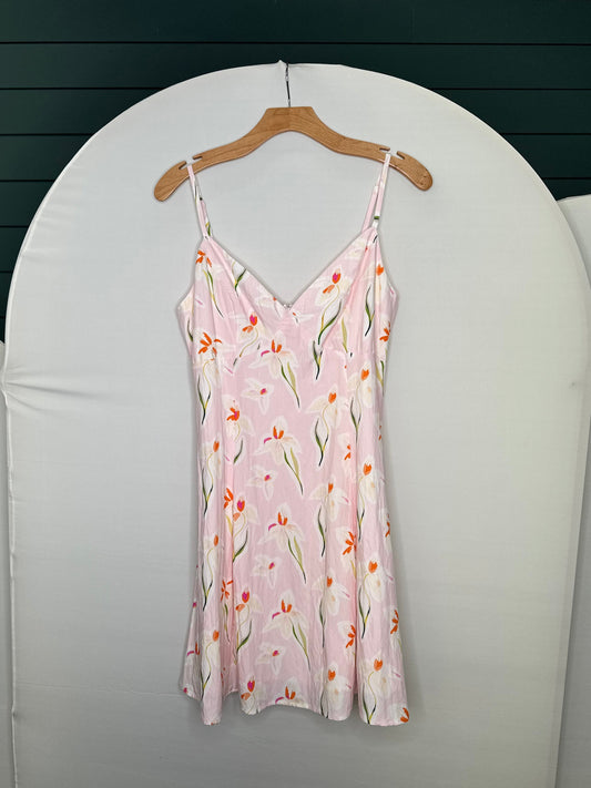 Light pink thin strap floral dress