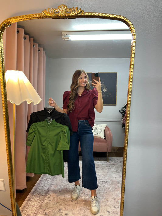 RUFFLE COLLAR BUTTON UP