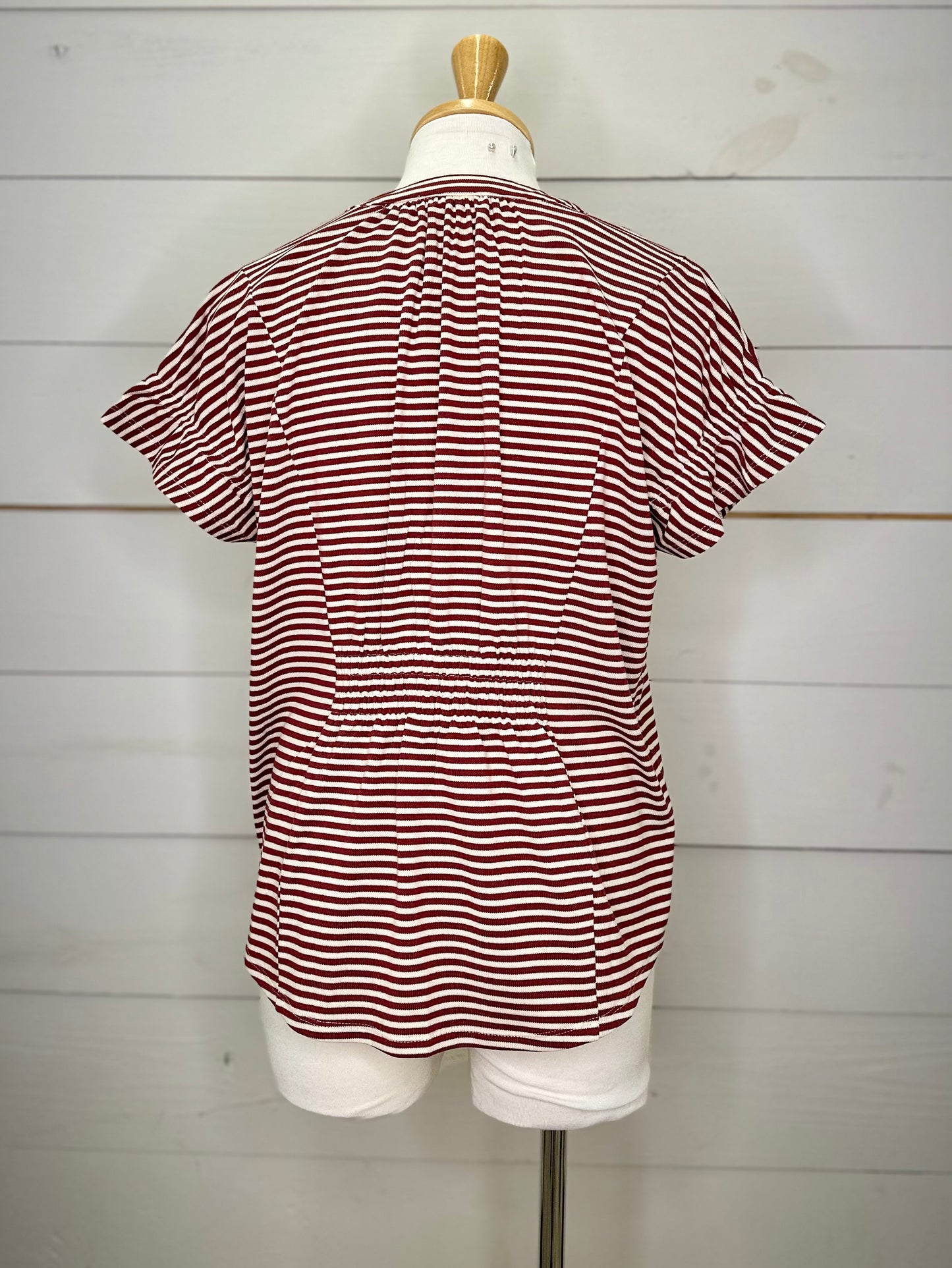 BRICK STRIPED SMOCK BACK BLOUSE
