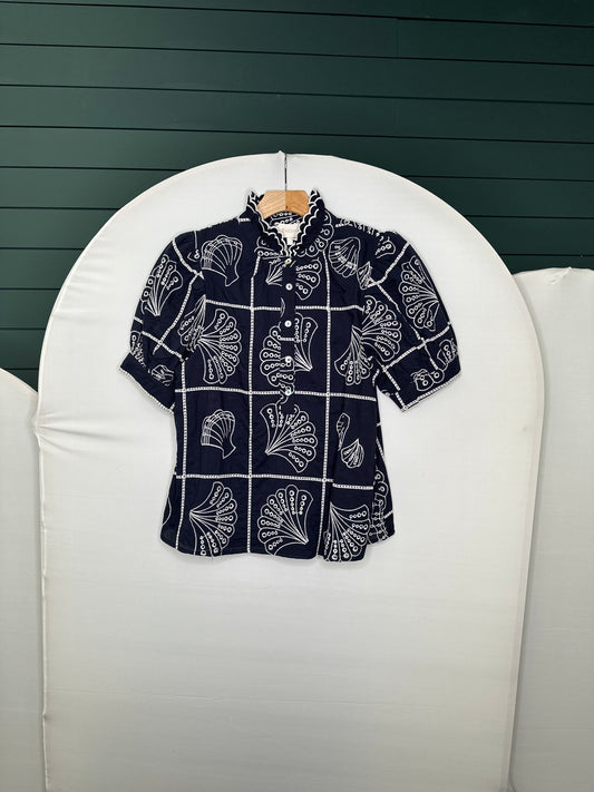NAVY EMBROIDERED BLOUSE