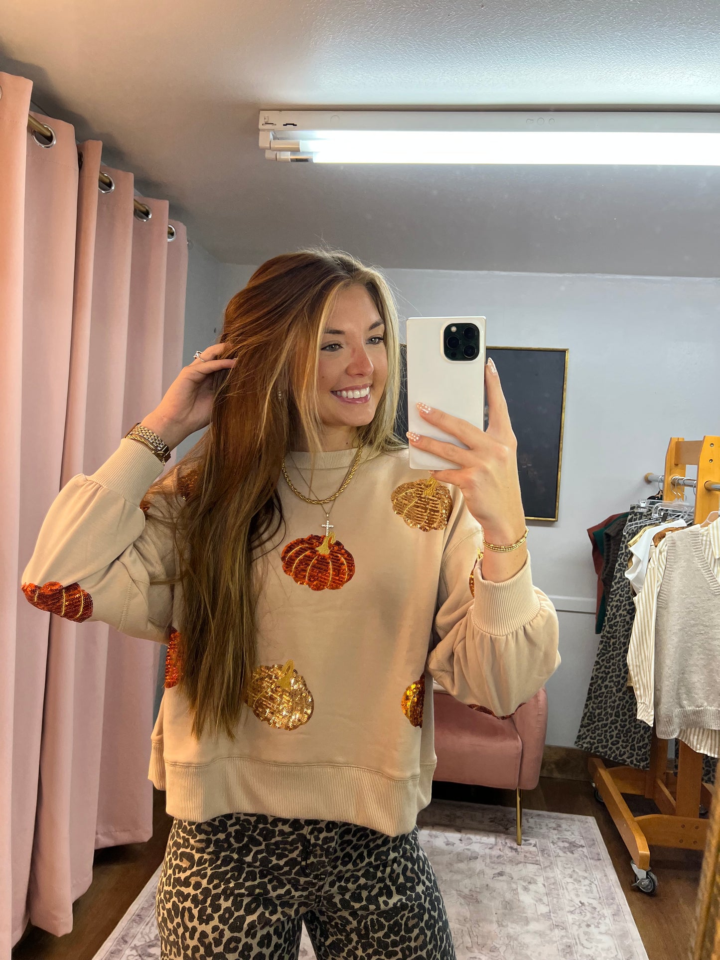 SEQUIN PUMPKIN SWEATSHIRT