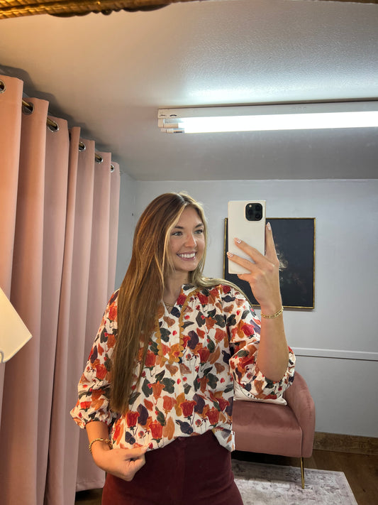TULIP ORANGE FLORAL BLOUSE