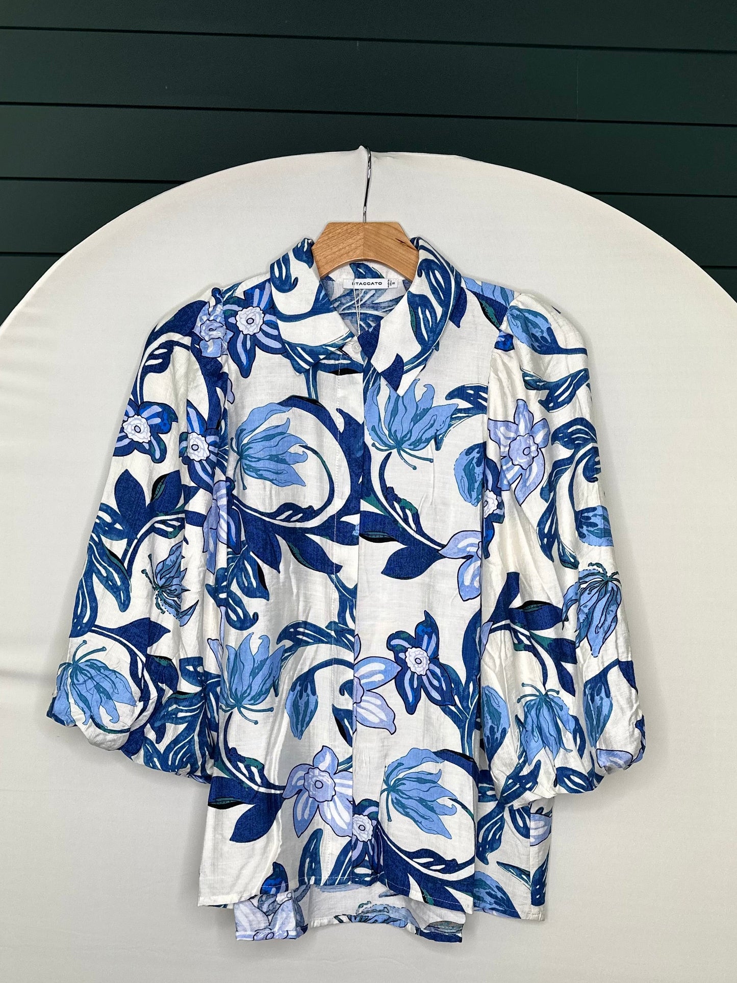 BLUE COLLARED BUTTON 3/4 SLEEVE