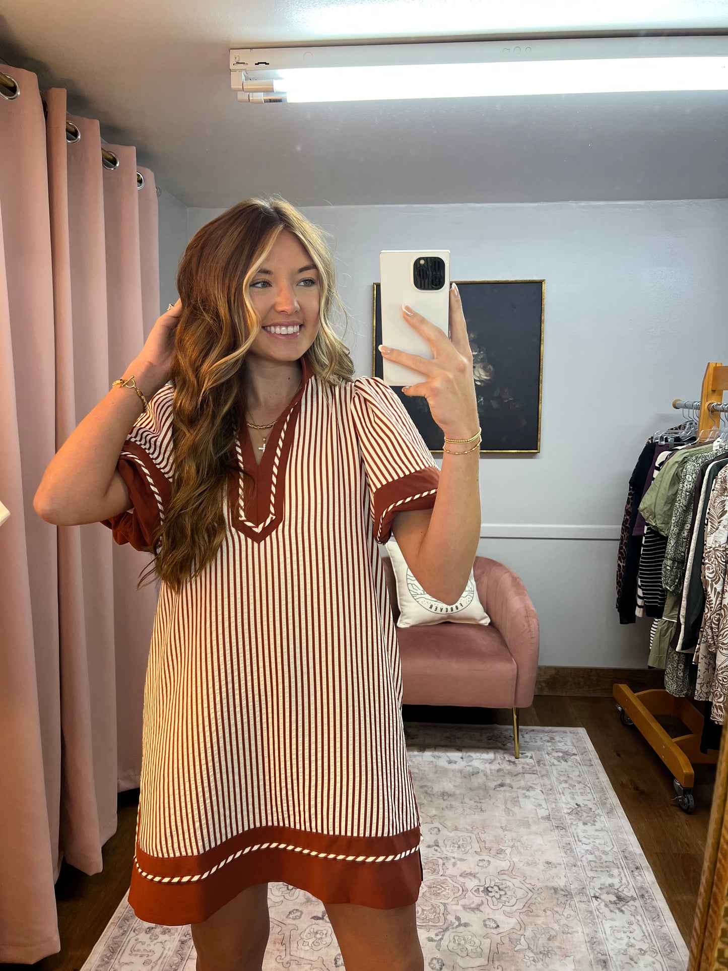 BRICK STRIPED SHORT DRESS