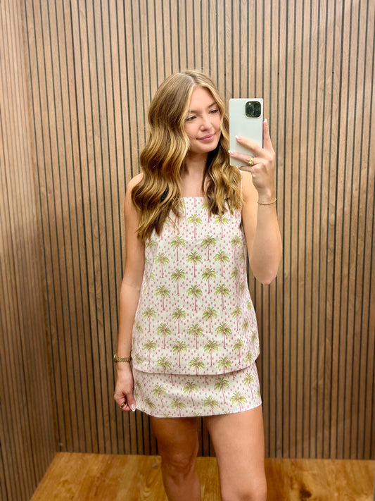 PINK POLKA PALM SKIRT