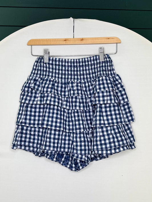 NAVY GINGHAM RUFFLE SKORT