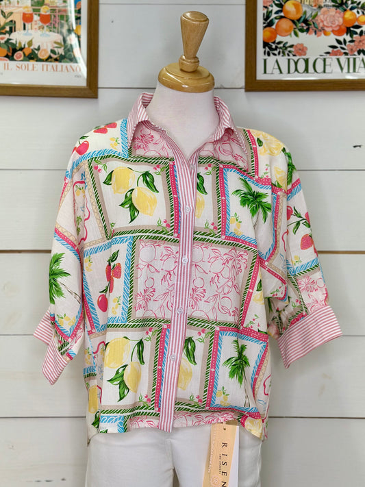 PINK PINS STRIPE DOLMAN SLV