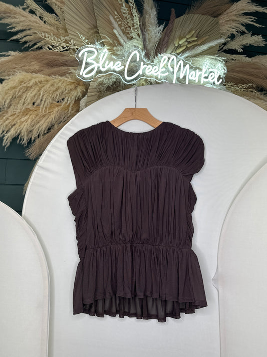 DRK CHOCOLATE SHEER TOP