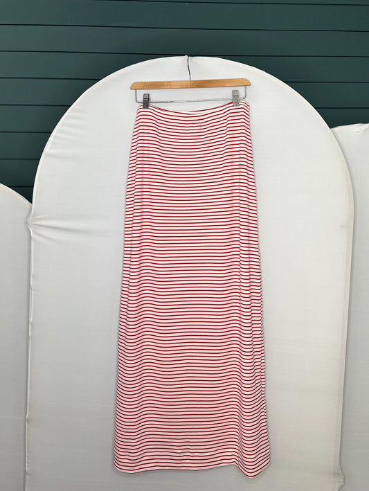 RED/CREAM STRIPED MAXI SKIRT