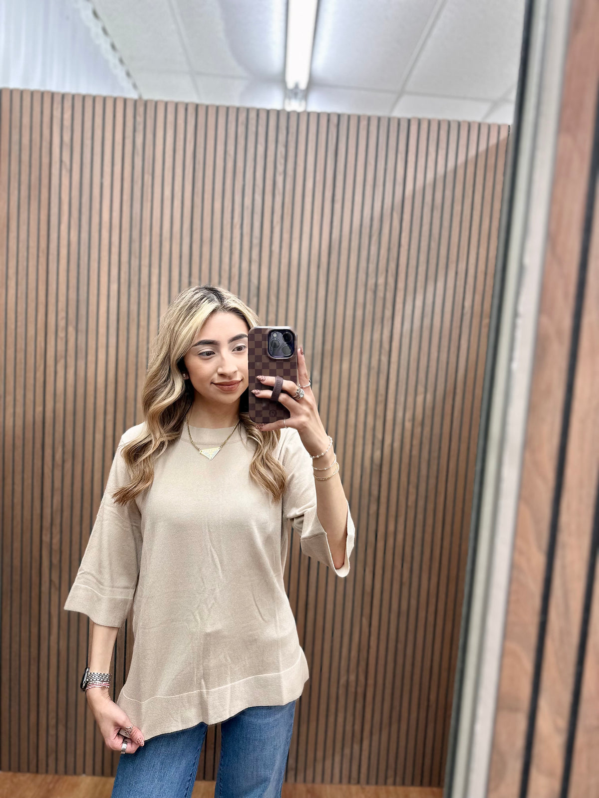 OATMEAL SS KNIT TOP