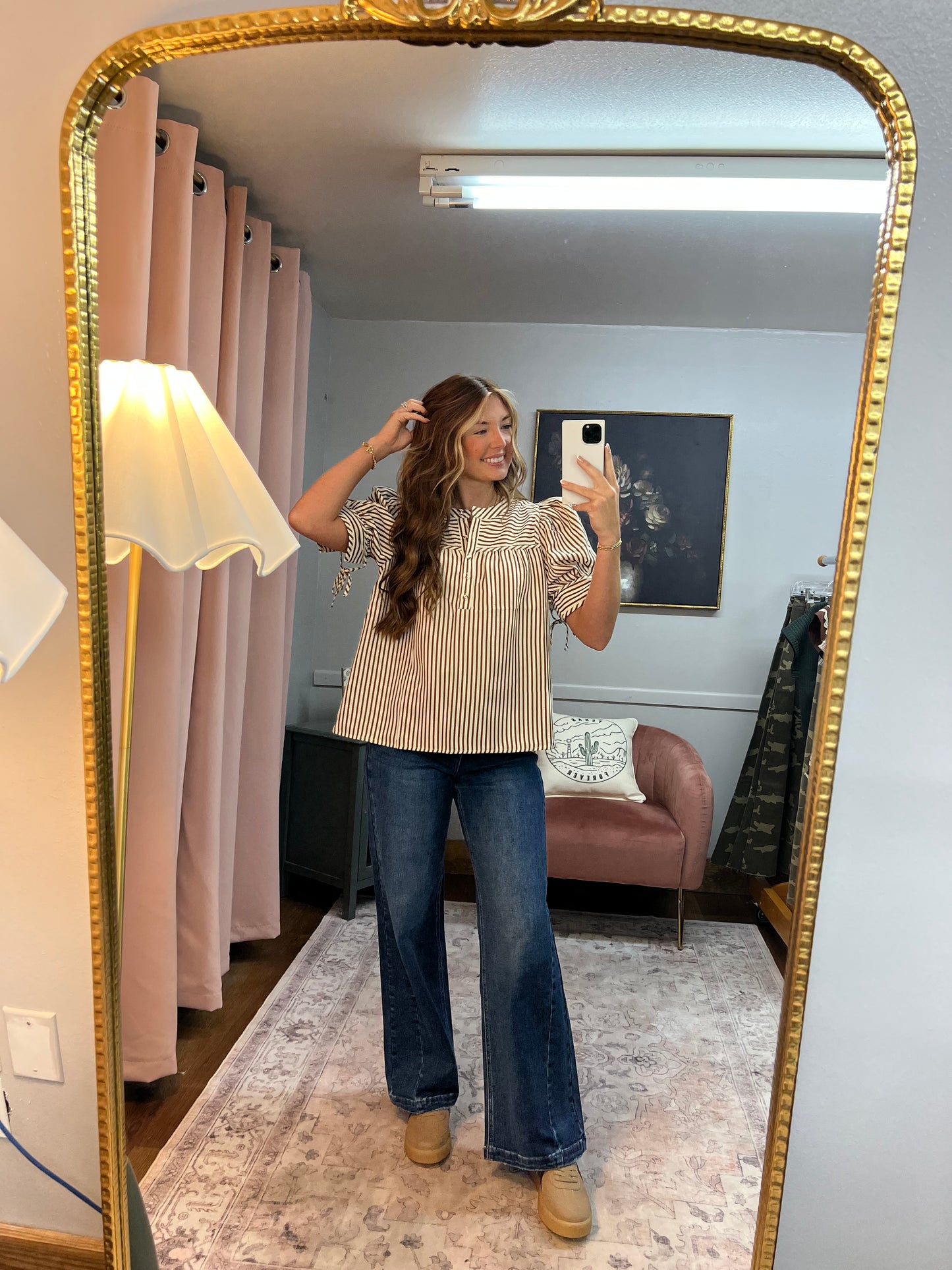 ANDY BROWN STRIPED BLOUSE
