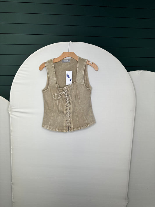 Washed Sand tie vest