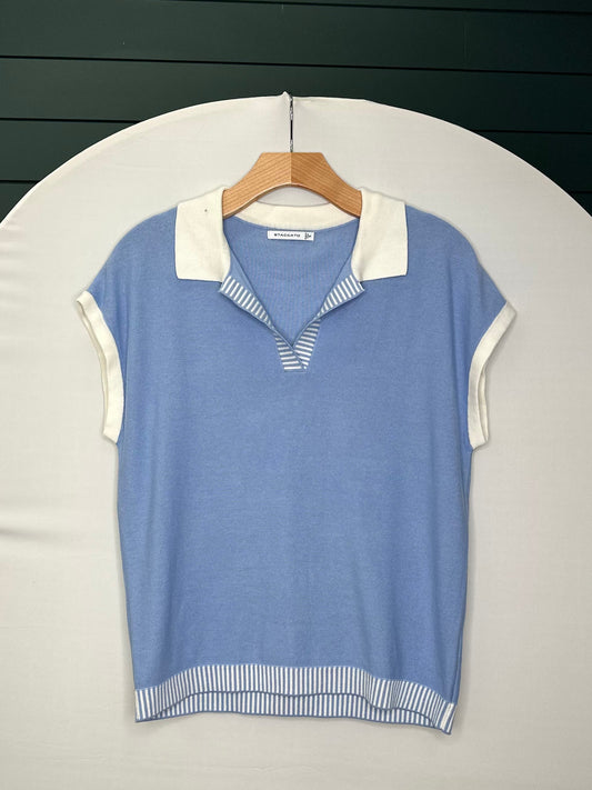LIGHT BLUE COLLARED SHORT SLEEVE