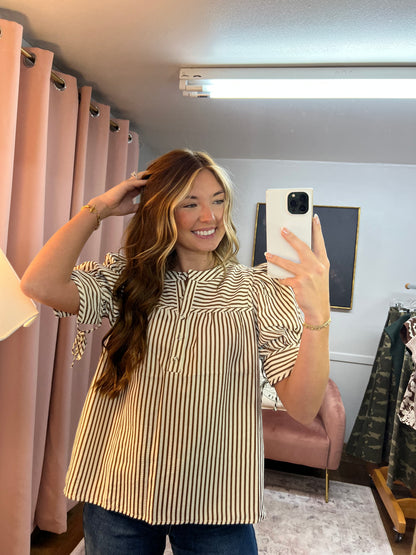 ANDY BROWN STRIPED BLOUSE