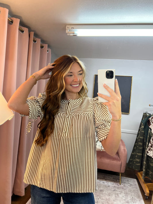 ANDY BROWN STRIPED BLOUSE