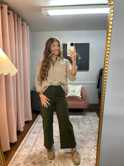 MOCHA STRIPED 3/4 SLEEVE